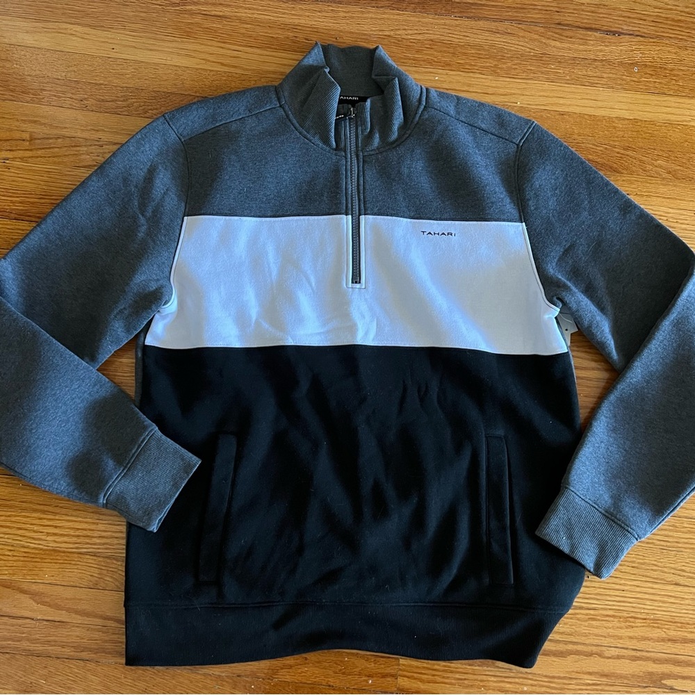 Tahari Mens Fleece Colorblock 1/4 Zip pullover NWT